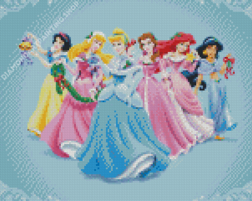 Disney Christmas Princesses Characters Diamond Painting