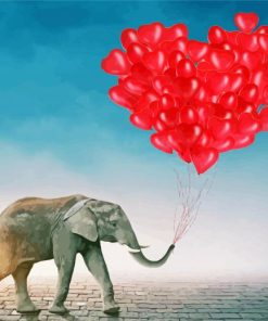 Elephant And Balloons Hearts Diamond Painting