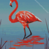 Flamingo Retro In Water Diamond Painting