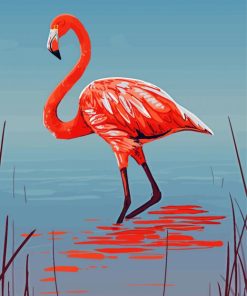 Flamingo Retro In Water Diamond Painting