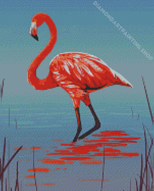 Flamingo Retro In Water Diamond Painting