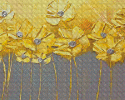 Floral Yellow And Gray Diamond Painting