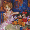 Girl And Tea With Puppets Diamond Painting