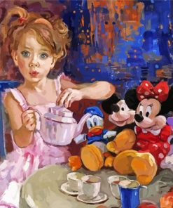 Girl And Tea With Puppets Diamond Painting