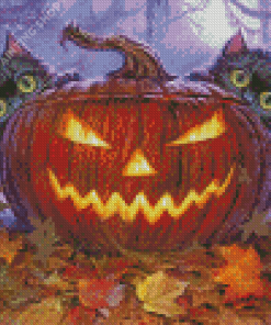 Halloween Cat In Autumn Diamond Painting