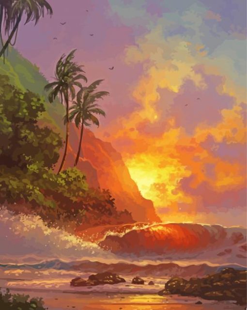 Hawaii Beach Dawn Diamond Painting