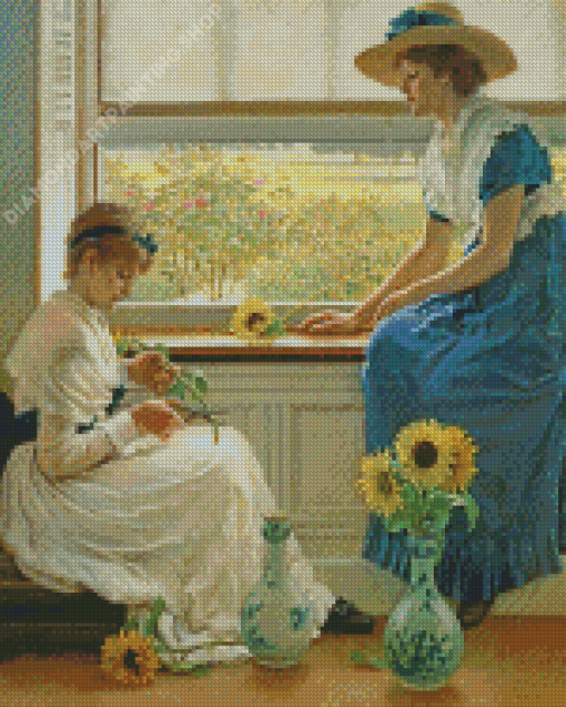 Ladies With Sunflowers Diamond Painting