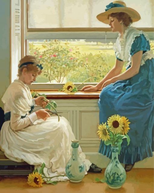 Ladies With Sunflowers Diamond Painting