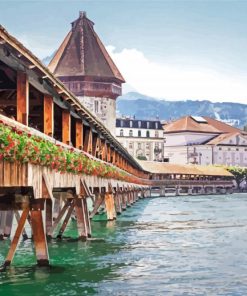 Lake Lucerne Bridge Diamond Painting