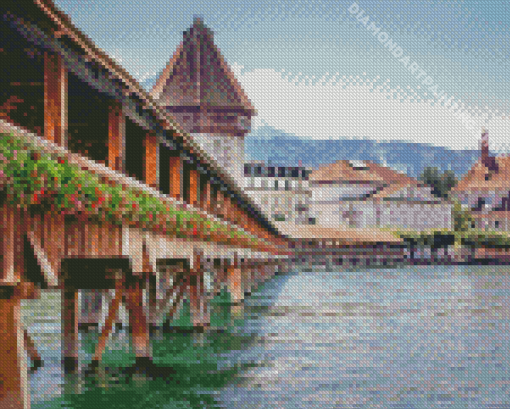 Lake Lucerne Bridge Diamond Painting