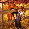 Little Girl And Horse In Farm Diamond Painting