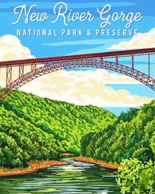 New River Gorge National Park Poster Art Diamond Painting