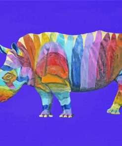 Rainbow Rhino Animal Diamond Painting