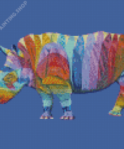 Rainbow Rhino Animal Diamond Painting