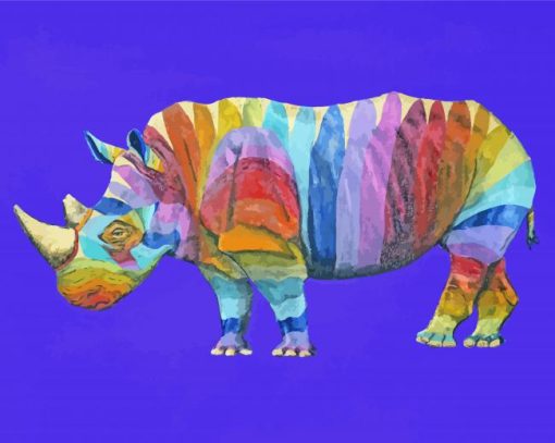 Rainbow Rhino Animal Diamond Painting