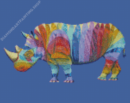 Rainbow Rhino Animal Diamond Painting