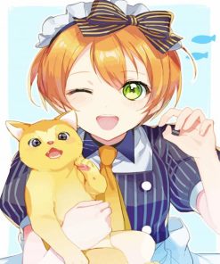 Rin Hoshizora And Cat Diamond Painting