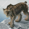 Saber Tooth Tiger In Winter Diamond Painting