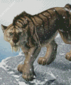 Saber Tooth Tiger In Winter Diamond Painting