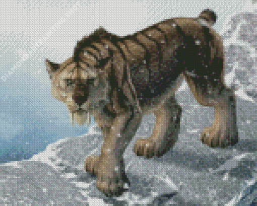 Saber Tooth Tiger In Winter Diamond Painting