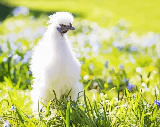 Silkie Chicken Bird Diamond Painting