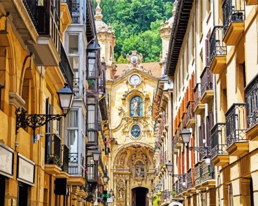 Spain San Sebastian Old Town Diamond Painting