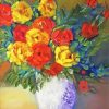 Still Life Red And Yellow Roses Vase Diamond Painting