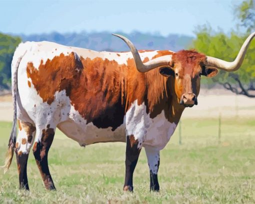 Texas Longhorn Cattle Diamond Painting