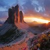 Tre Cime Di Lavaredo Mountains At Sunset Diamond Painting