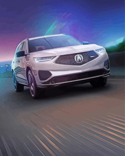 White Acura Car Diamond Painting