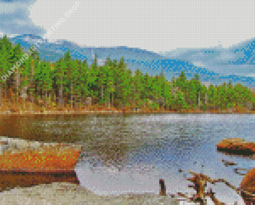 White Mountains Lake Diamond Painting