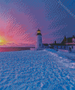 Winter Beach Lighthouse Diamond Painting