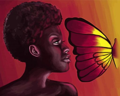 Abstract Black Woman With Butterfly Diamond Painting