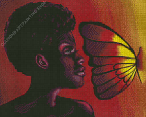 Abstract Black Woman With Butterfly Diamond Painting