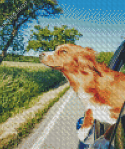 Adorable Dog And Car Diamond Painting