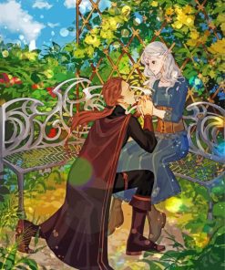 Aesthetic Anime Couple In The Garden Diamond Painting