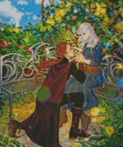 Aesthetic Anime Couple In The Garden Diamond Painting