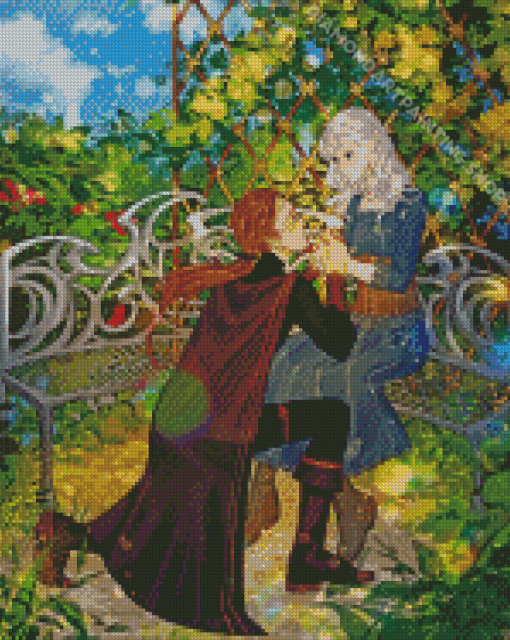 Aesthetic Anime Couple In The Garden Diamond Painting