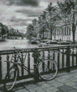 Black And White Amsterdam Bicycle Diamond Painting