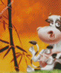 Black And White Cows Cartoon Diamond Painting