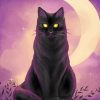 Black Cat With Yellow Eyes And Moon Diamond Painting