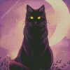 Black Cat With Yellow Eyes And Moon Diamond Painting