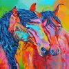 Colored Couple Horses Diamond Painting