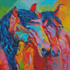 Colored Couple Horses Diamond Painting