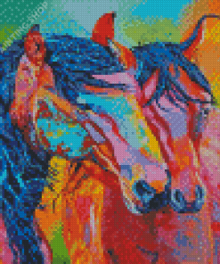 Colored Couple Horses Diamond Painting