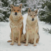 Cute Wintry Wolves Diamond Painting