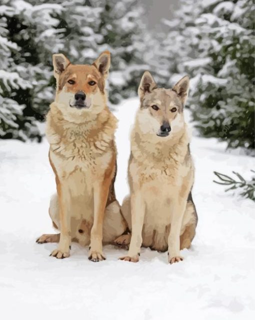 Cute Wintry Wolves Diamond Painting