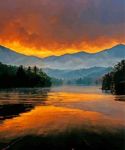 Dale Hollow Sunset Water Reflection Diamond Painting