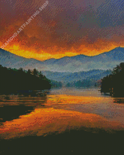 Dale Hollow Sunset Water Reflection Diamond Painting