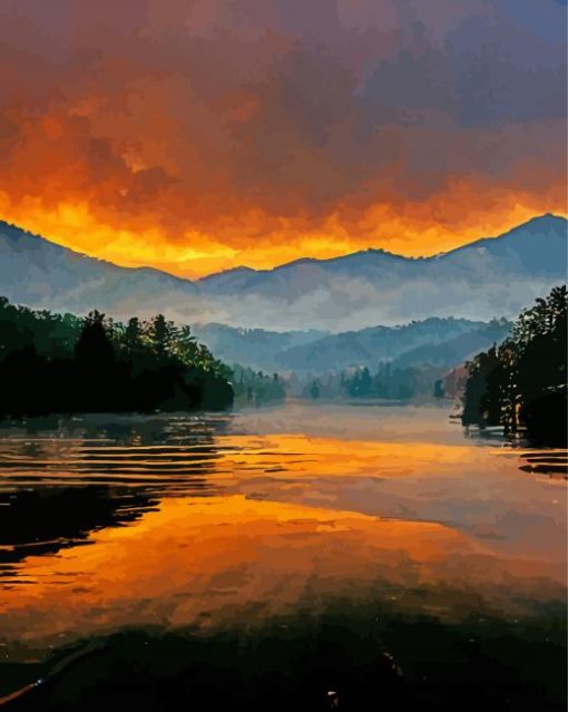 Dale Hollow Sunset Water Reflection Diamond Painting